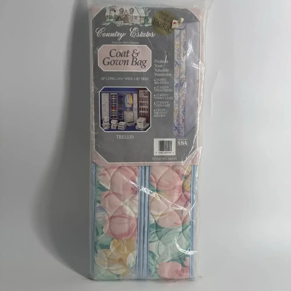 Vtg Country Estates “Trellis” Coat & Gown Storage Bag Garment Organizer NOS USA